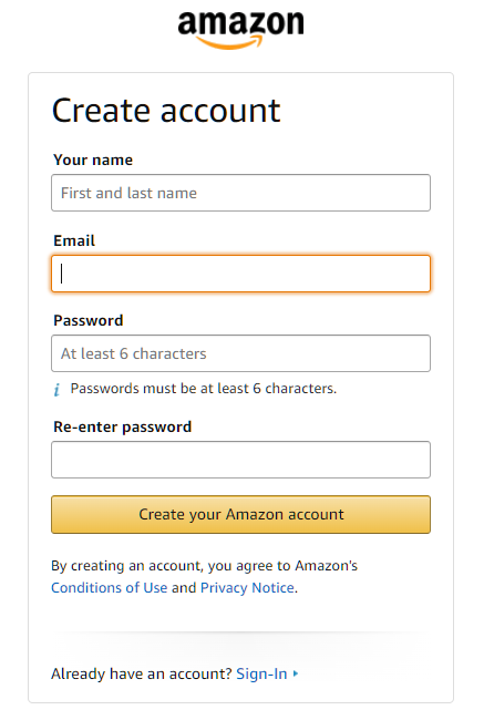 amazon-create-account-dashbaord