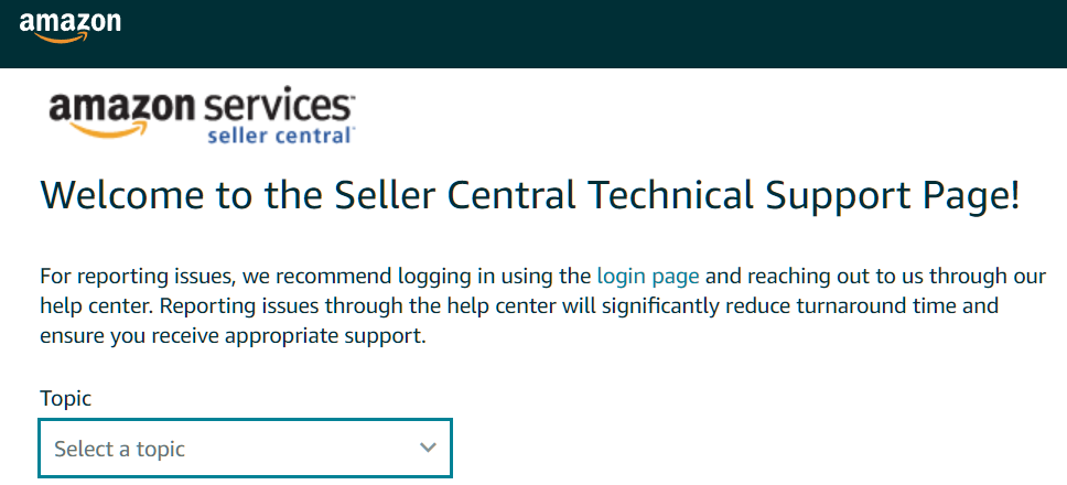 amazon-seller-central-technical-support-page
